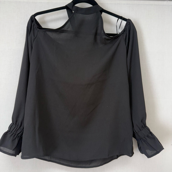 AFTERMRKT Tops - Women's After Market Blouse halter LS Top, Size M Black